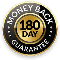 Mindoxa 180-day money-back guarantee badge
